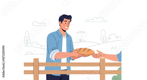 Providing Bread: An Illustration Depicting Kindness, Generosity, And Shared Abundance