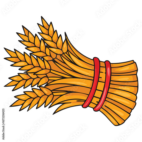 Flat vector illustration of bale of hay ideal for agriculture, farming, harvest, and rural life themed visuals and countryside design concepts.