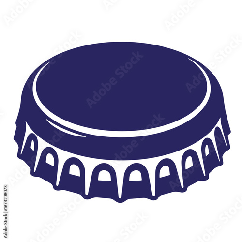 Isolated blue bottle cap illustration with clean outline and white background design element