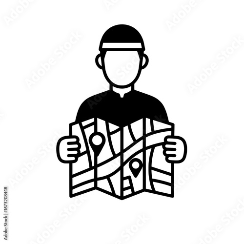 Person holding map with transparent background