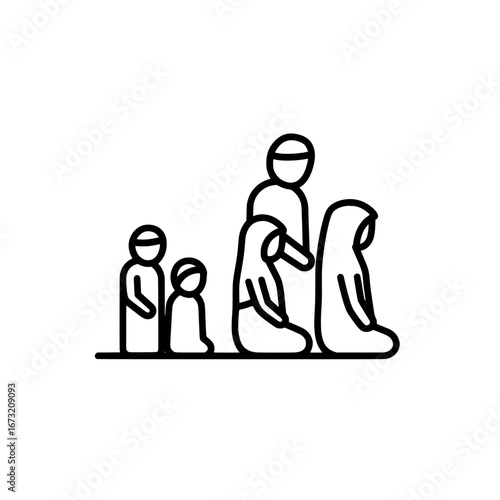Family praying with transparent background