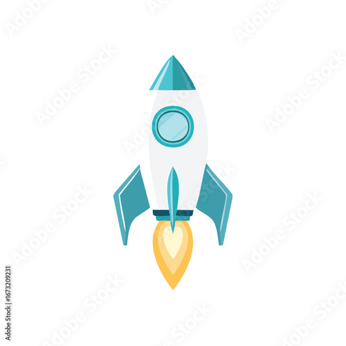 Startup Rocket Launch: Flat Design Icon