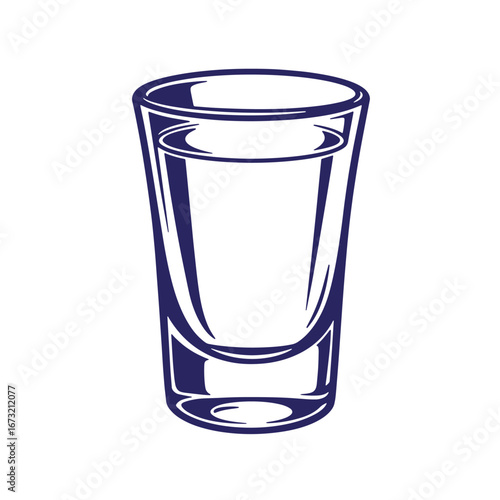 Vector illustration of a shot glass filled with liquid in a clean minimal design style