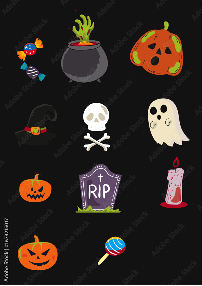 Fototapeta premium Spooky halloween collection