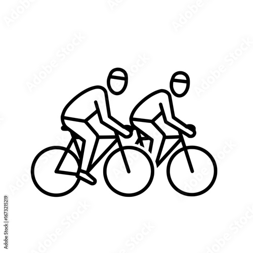 Bicycle riders crossing bridge with transparent background