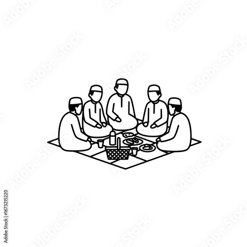 People having a picnic with transparent background