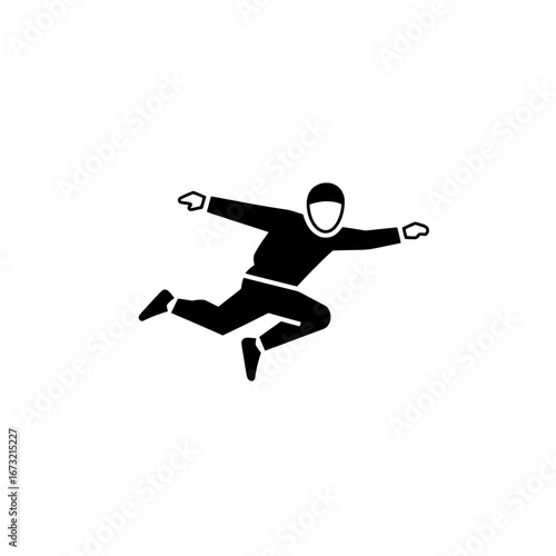 Person jumping with arms and legs outstretched with transparent background
