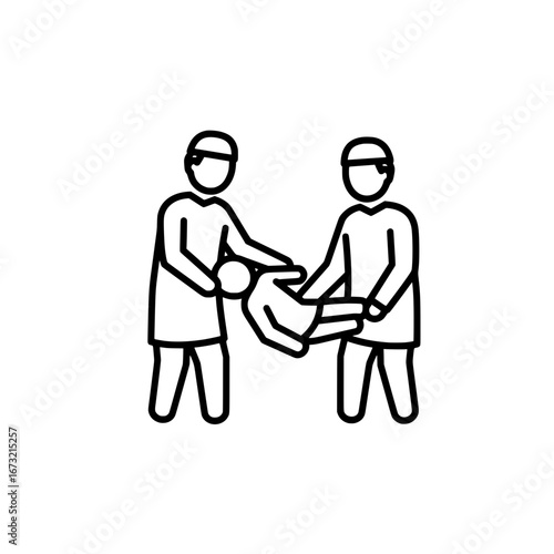 Medical team transferring patient with transparent background