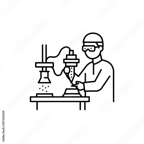 Scientist working in laboratory with transparent background