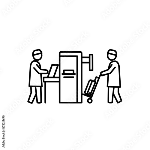 People checking in at airport with transparent background
