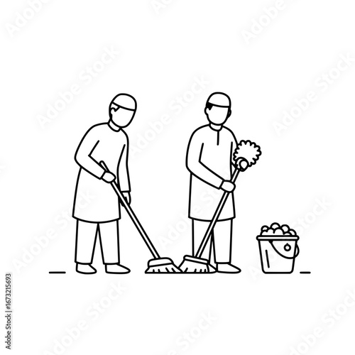 People cleaning with transparent background