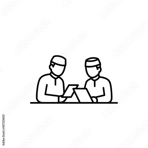 Two doctors collaborating with transparent background