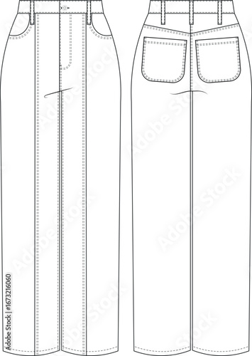 mid high rise waist straight boyfriend mom jean trouser denim jean template technical drawing flat sketch cad mockup fashion woman design style model 
