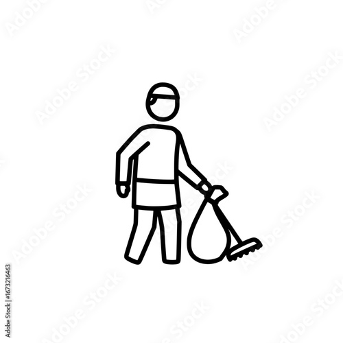 Man with vacuum cleaner on black background with transparent background