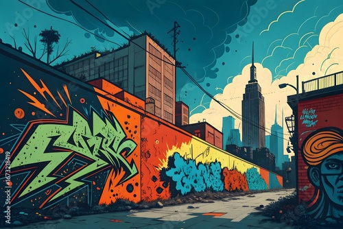 Urban Graffiti Abstract with Chaotic Energy