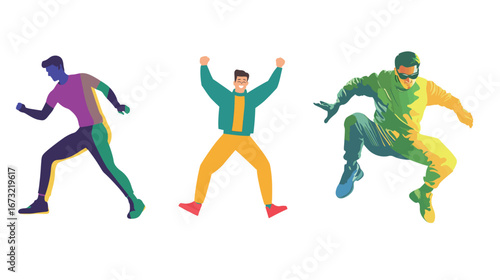 A Stuntman with Chromakey Background – Vector Graphic Illustration of Action Performer in Motion for Film, Video, and Visual Effects Concepts