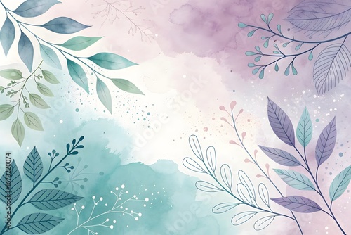 Abstract Watercolor Washes with Organic Elements

