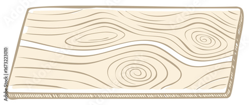 Simple Hand Drawn Wooden Board with Organic Wood Grain Texture Illustration