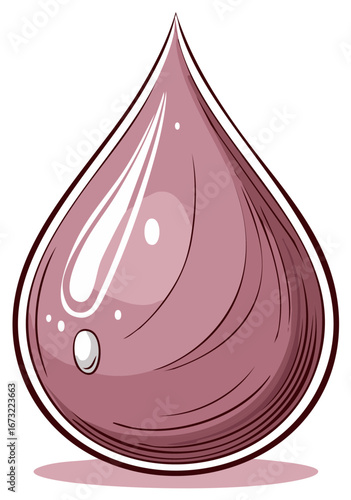 Illustration of a stylized pink drop with outline and gradient shading.