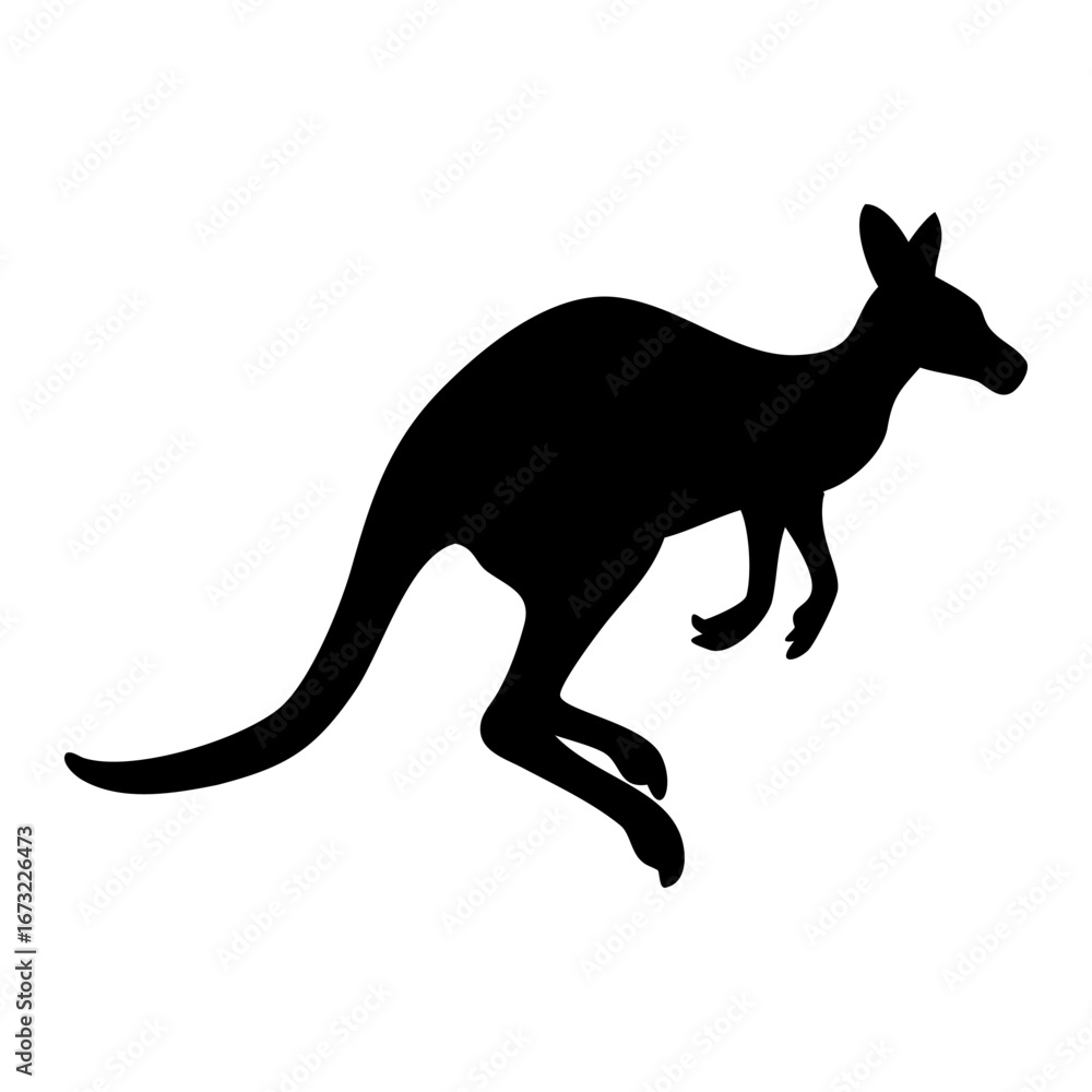 Fototapeta premium A kangaroo full black silhouette vector illustration design