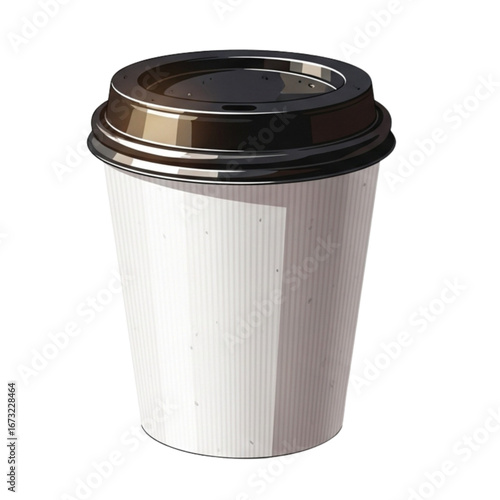 Vector illustration of a blank takeaway coffee cup with a plastic lid for branding mockups