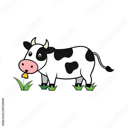 cow eating grass on white background.eps