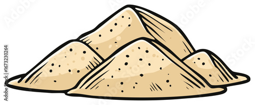Cartoon Illustration of Multiple Sand Piles, Simple Vector Design