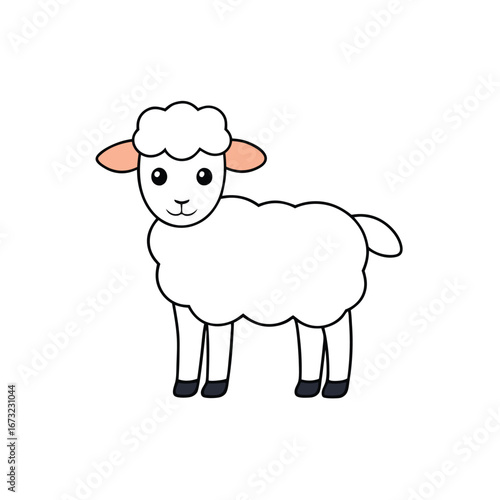 lamb standing on white background.eps
