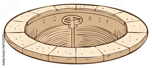 Ancient Roman or Greek style amphitheater coliseum illustration with stone architecture