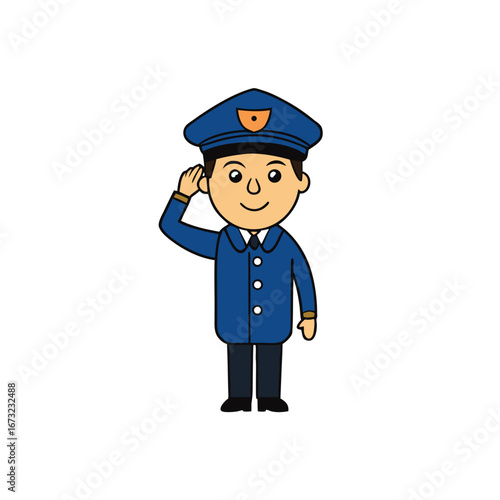 police officer saluting on white background.eps