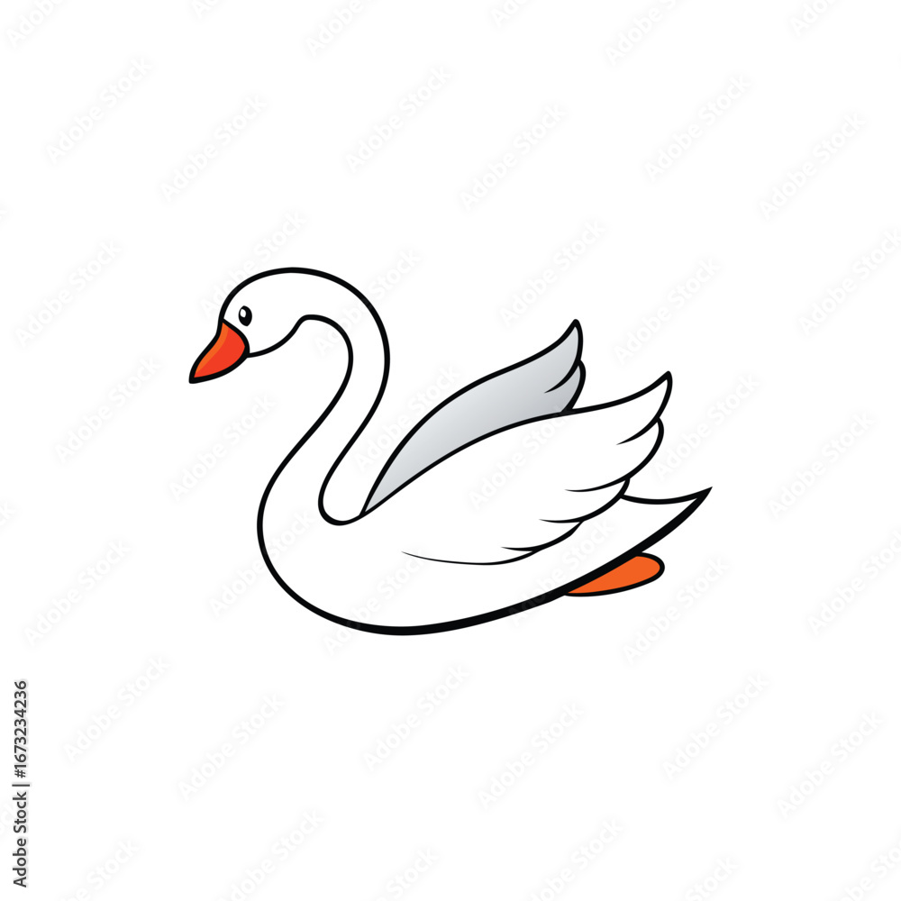 Fototapeta premium swan gliding on white background.eps