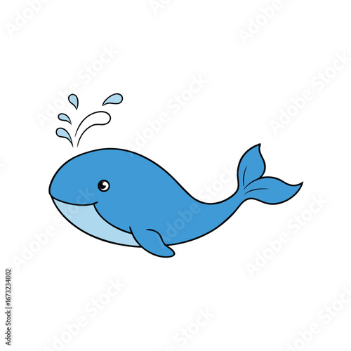 whale spouting water on white background.eps