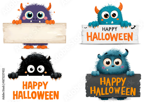 .Cute monster peeking behind 