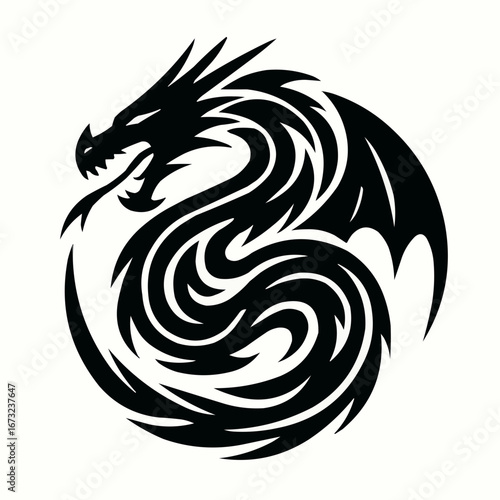Wallpaper Mural A tribal black and white rooster with a dragon design, great for a vector tattoo illustration or a logo Torontodigital.ca