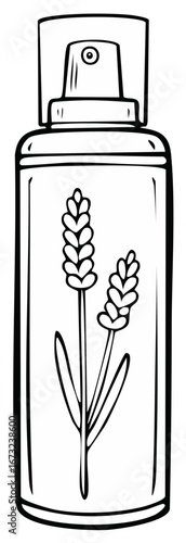 Line Art Drawing of Lavender Spray Bottle for Natural Fragrance and Aromatherapy
