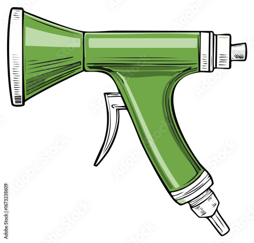 Green Spray Nozzle for Watering, Garden Tool with Handle and Trigger