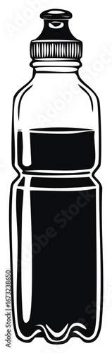 Black silhouette graphic vector illustration of a sports water bottle or beverage container for hydration