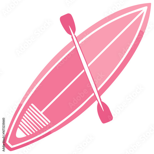 Pink Paddleboard with Oar Vector Graphic Water Sport Recreation