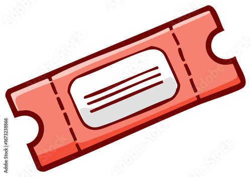 Cartoon style red ticket illustration for a draw or event
