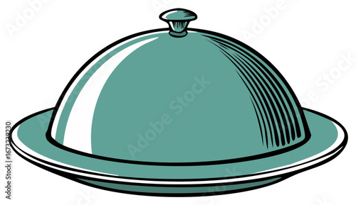 Stylish Service Platter with Dome Lid Shows Hospitality Food Presentation Art