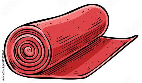 Rolled up cartoon yoga mat graphic design illustration