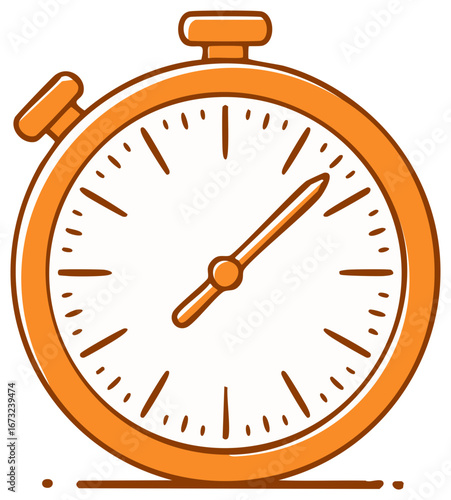 Orange Stopwatch Icon Illustration Showing Time Passing and Measurement