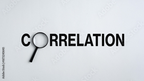 Magnifying glass focusing on correlation, searching for connections and relationships