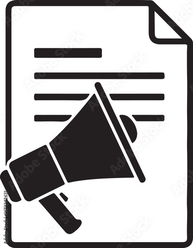 Announcement document with megaphone symbolizing public declaration