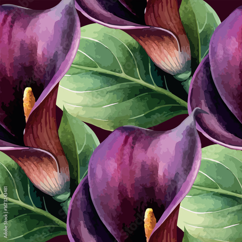 Classic Calla Lily Classic Botanical Vector Seamless Pattern 