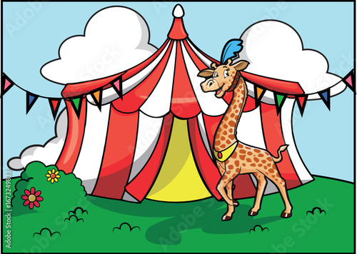 Cute Circus Animal baground Illustration Vector Design