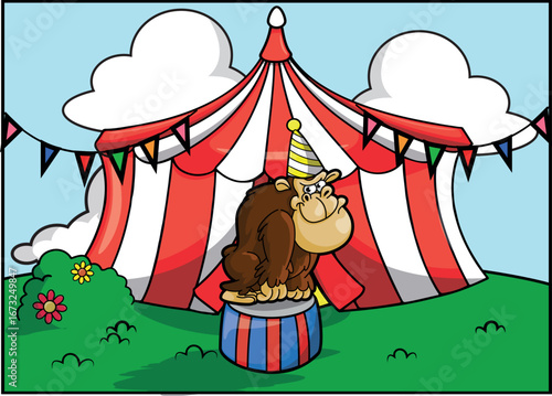 Cute Circus Animal baground Illustration Vector Design