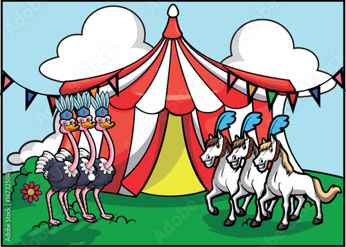 Cute Circus Animal baground Illustration Vector Design