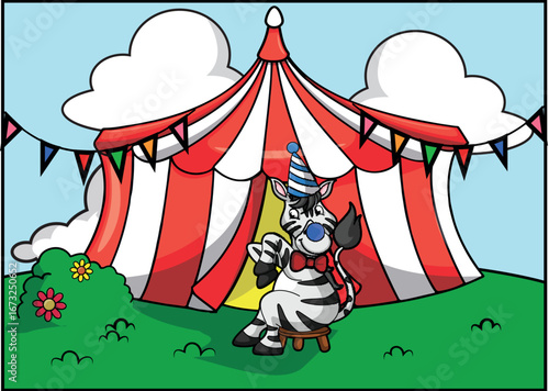 Cute Circus Animal baground Illustration Vector Design