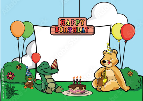 Birthday party banner Vector Illustration Design